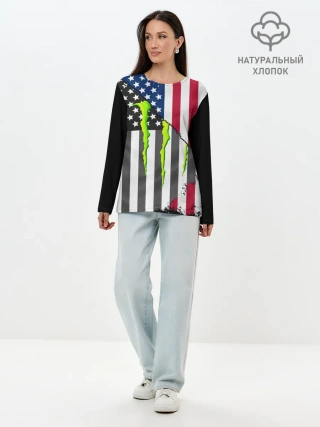 Лонгслив женский. Хлопок / MONSTER ENERGY