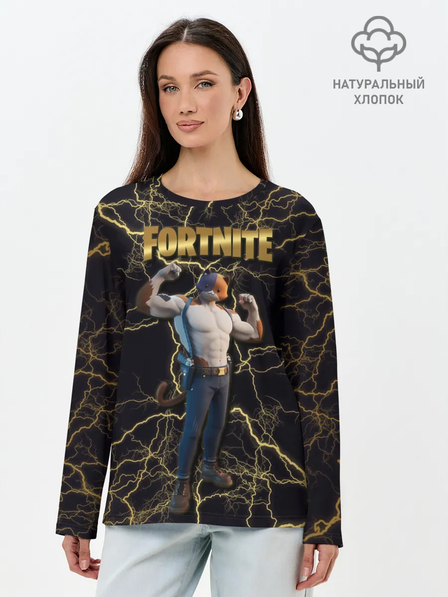 Лонгслив женский. Хлопок / Meowcles Fortnite 2