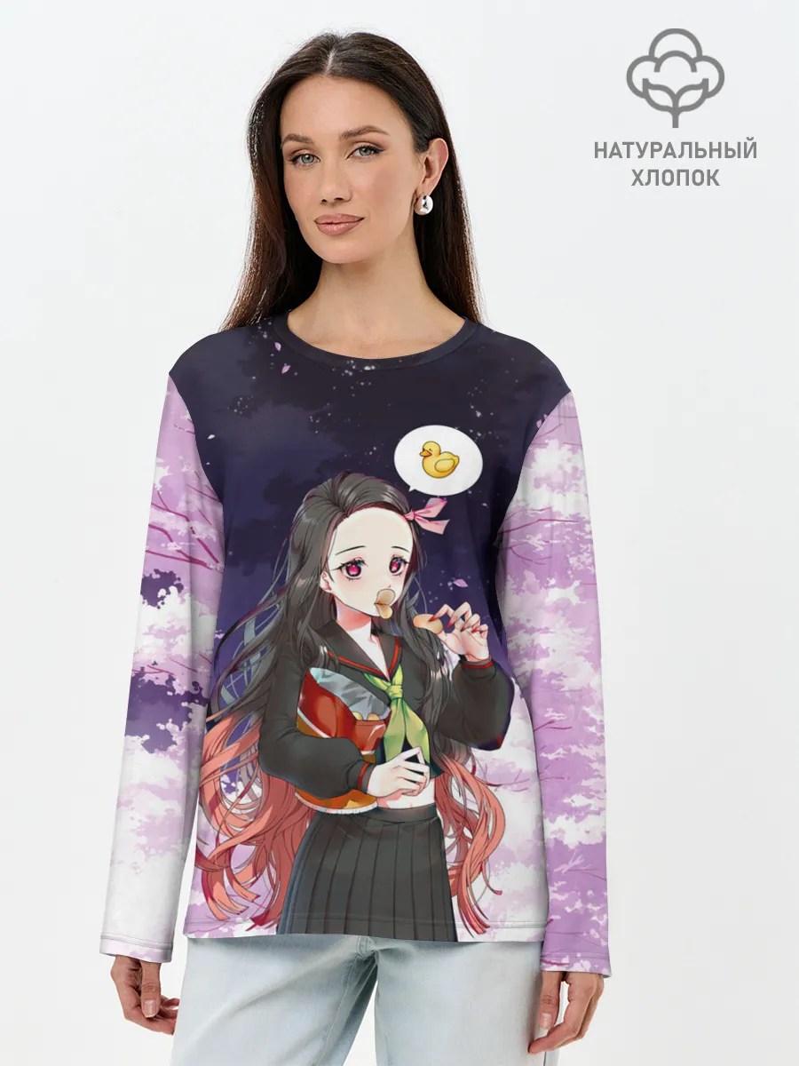 Лонгслив женский. Хлопок / Незуко