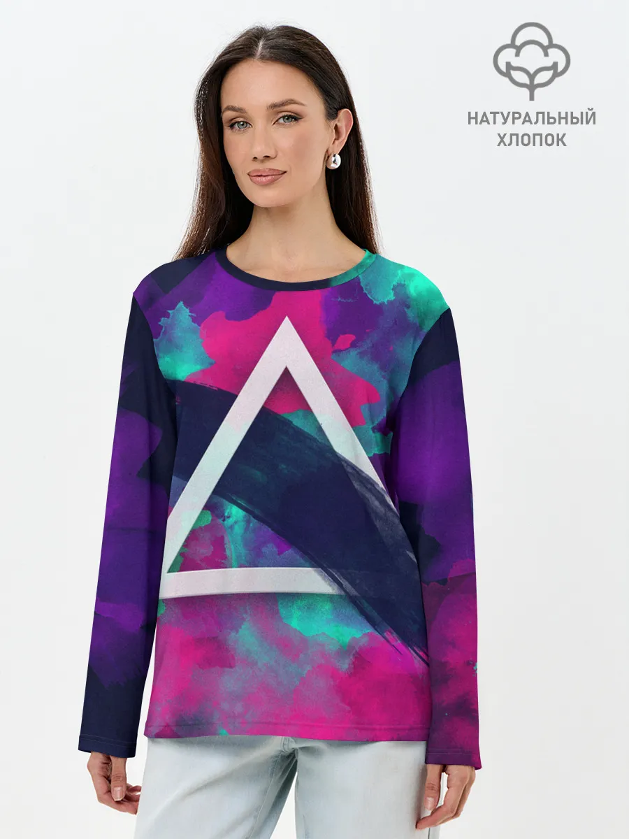 Лонгслив женский. Хлопок / Абстракция