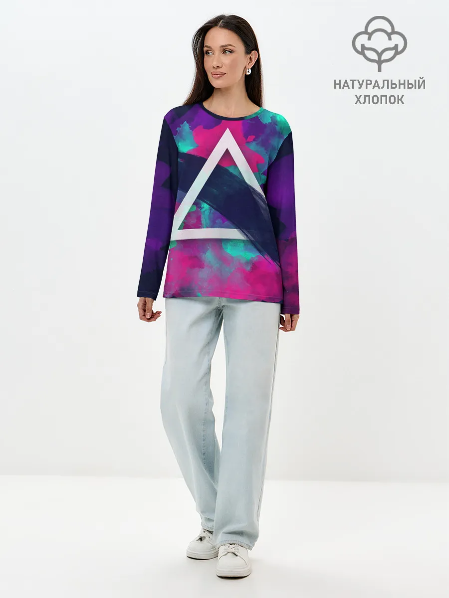 Лонгслив женский. Хлопок / Абстракция