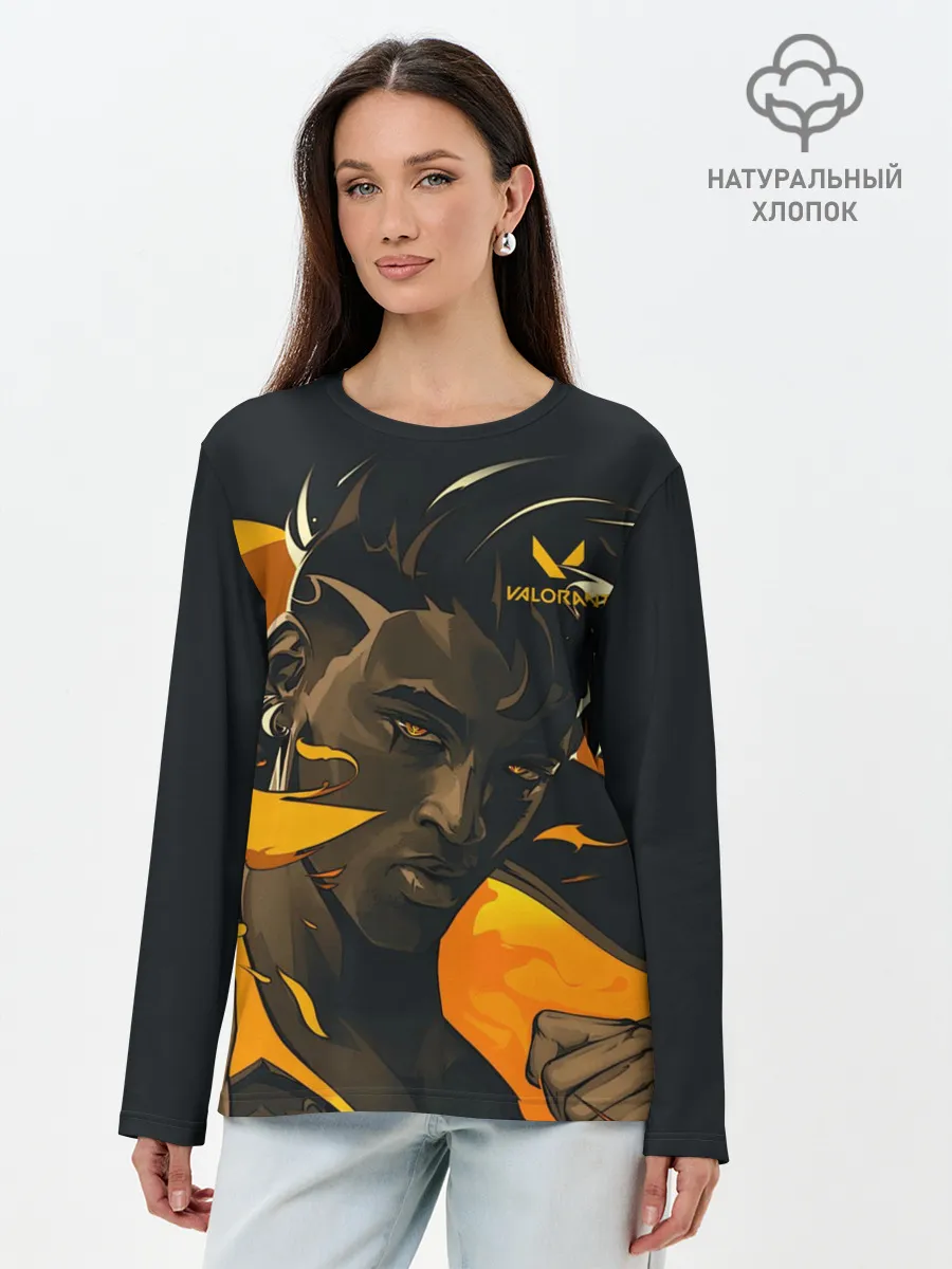 Лонгслив женский. Хлопок / VALORANT PHOENIX