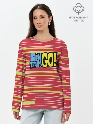 Лонгслив женский. Хлопок / Логотип Юные титаны, вперед!