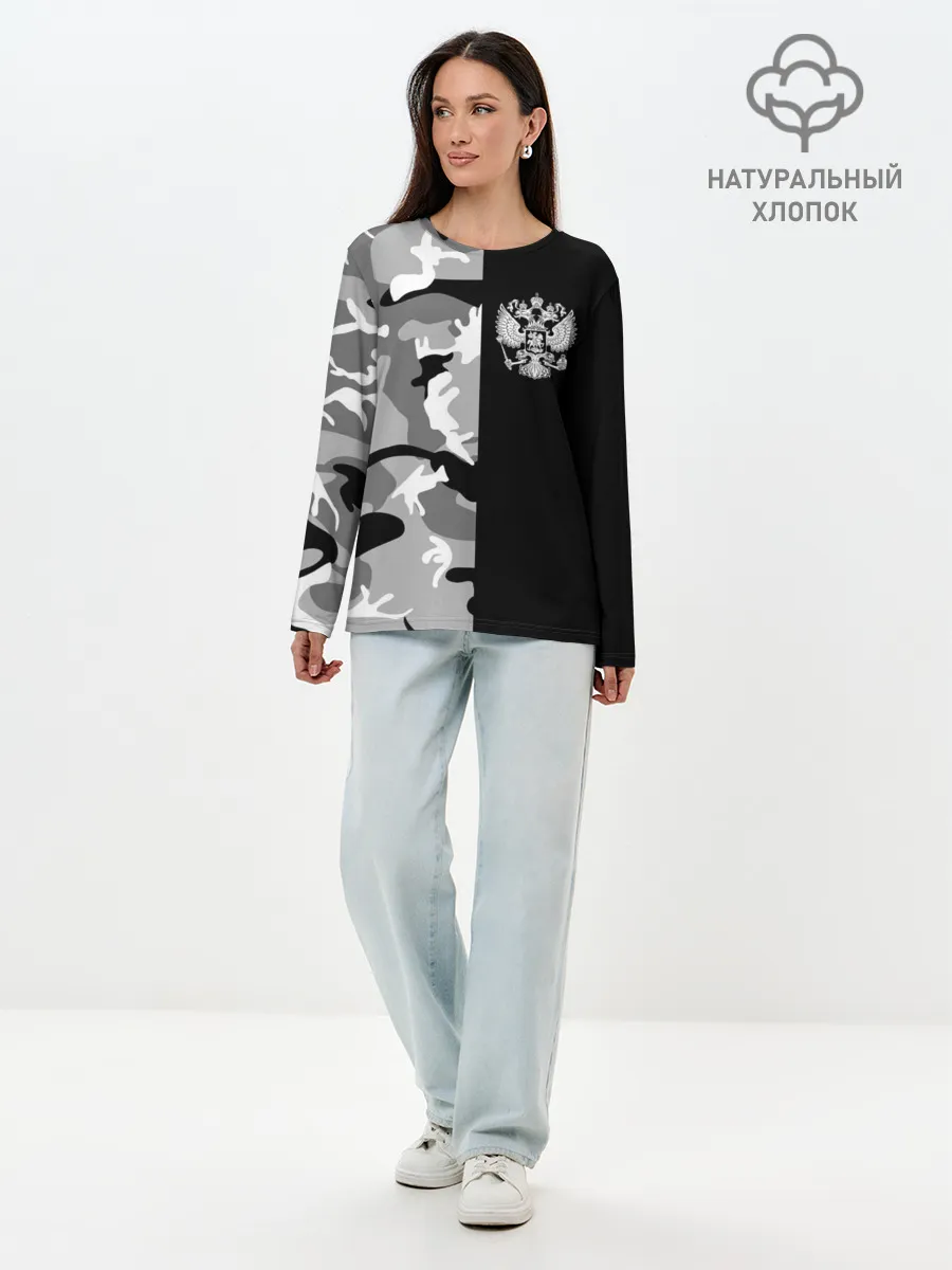 Лонгслив женский. Хлопок / Россия камуфляж