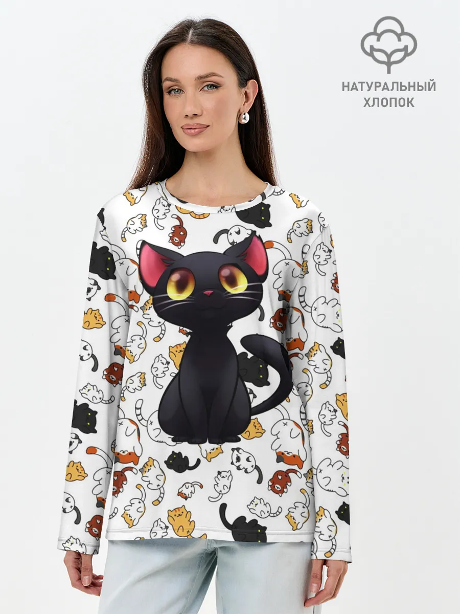 Лонгслив женский. Хлопок / Котэ | Котята