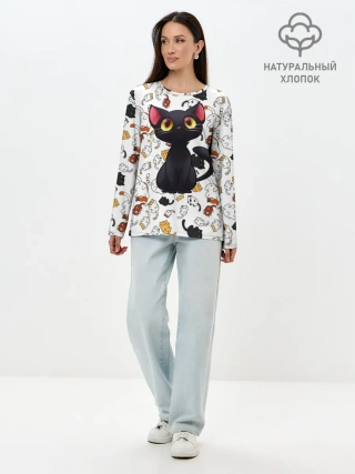 Лонгслив женский. Хлопок / Котэ | Котята
