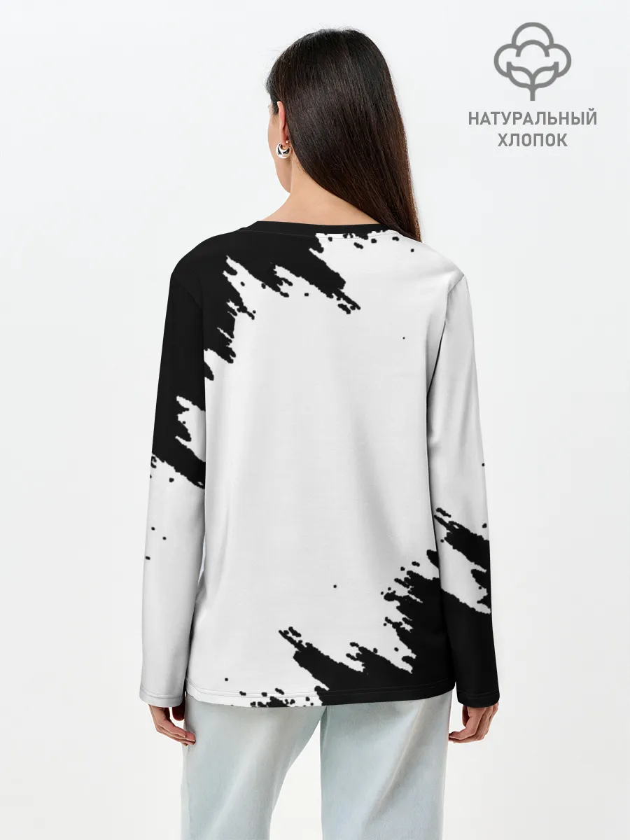 Лонгслив женский. Хлопок / Панда | ЧБ