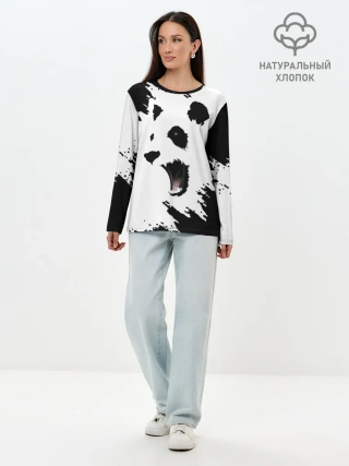 Лонгслив женский. Хлопок / Панда | ЧБ