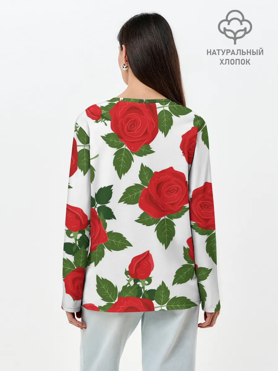 Лонгслив женский. Хлопок / BTS Roses | White