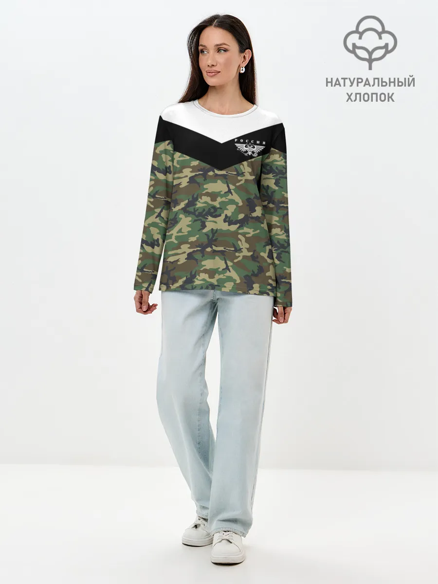 Лонгслив женский. Хлопок / Россия камуфляж