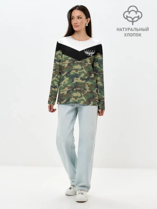 Лонгслив женский. Хлопок / Россия камуфляж