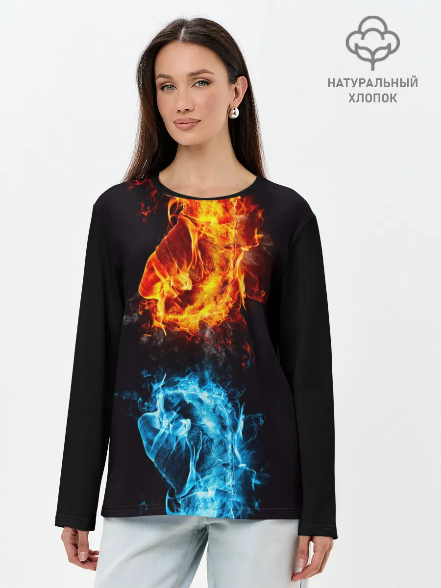 Лонгслив женский. Хлопок / Огонь и Вода