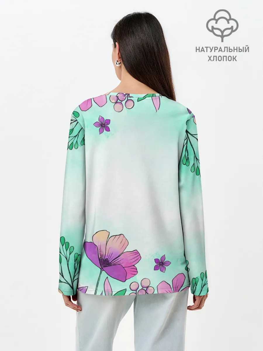 Лонгслив женский. Хлопок / Нежность полей