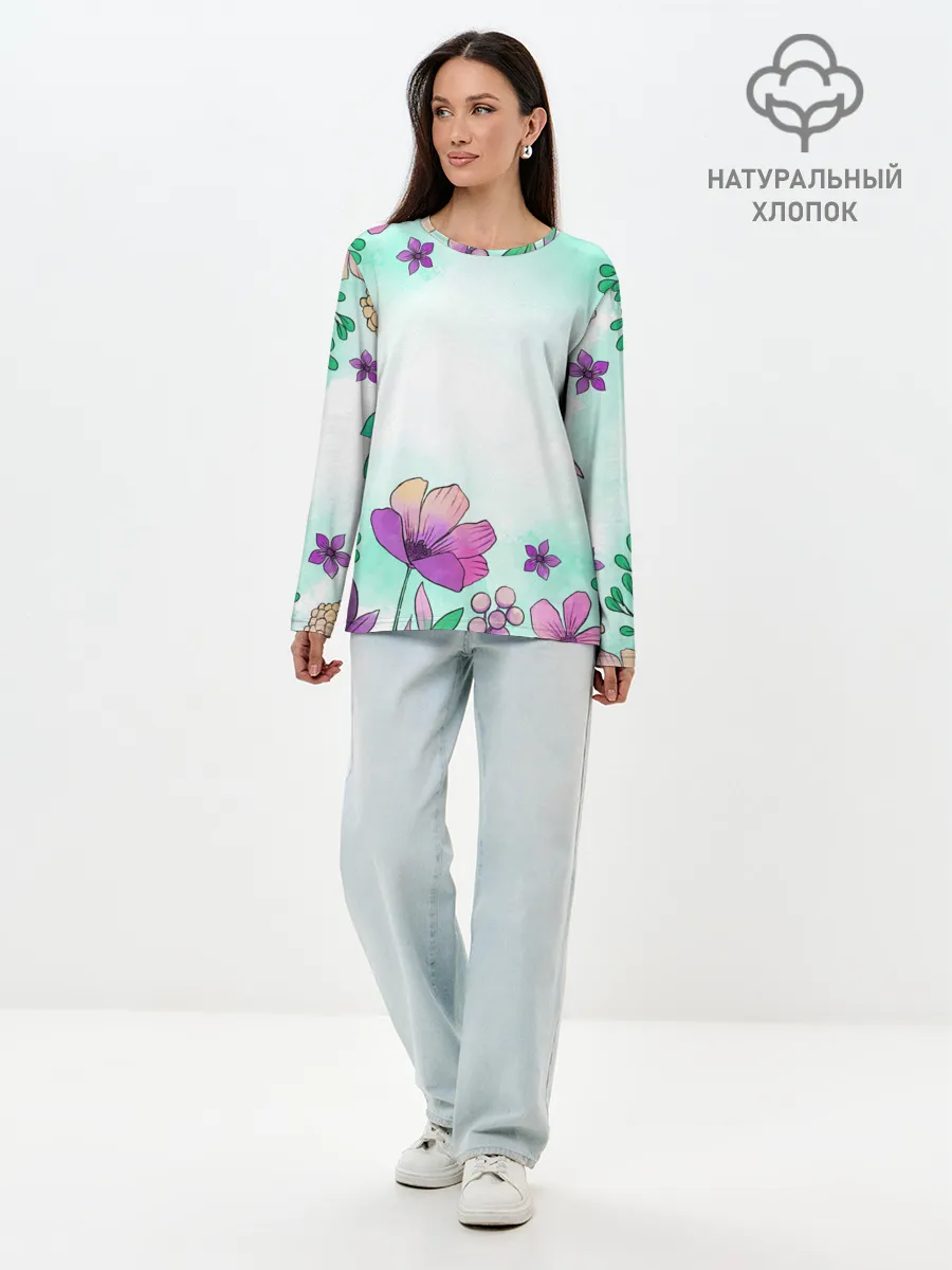 Лонгслив женский. Хлопок / Нежность полей