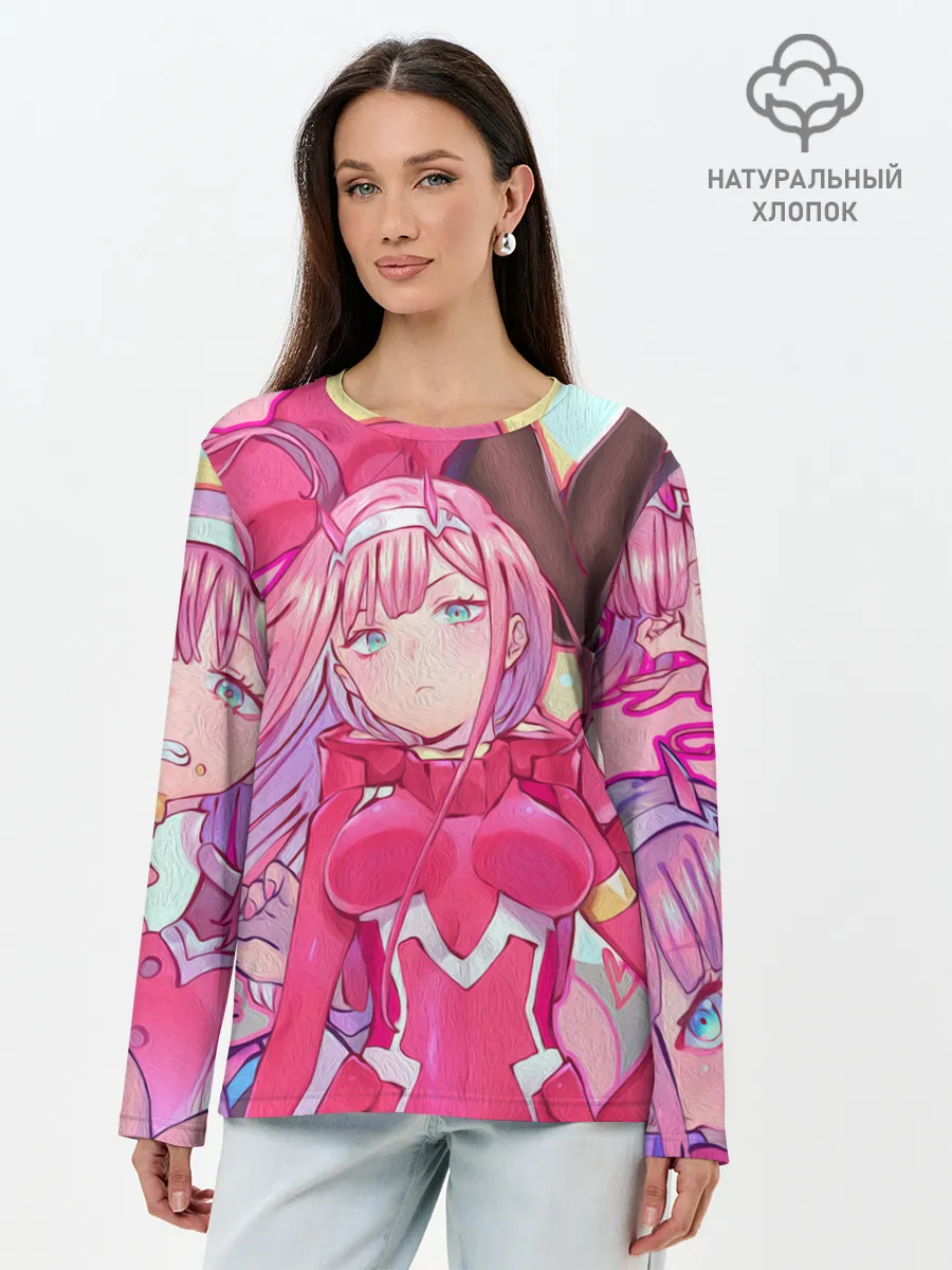 Лонгслив женский. Хлопок / ноль два разная