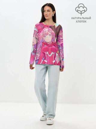 Лонгслив женский. Хлопок / ноль два разная