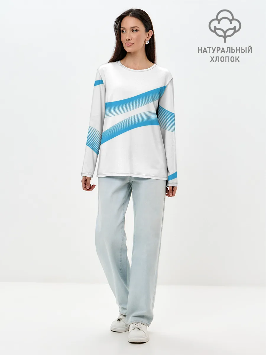 Лонгслив женский. Хлопок / Волны