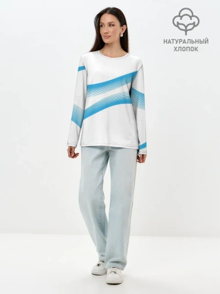 Лонгслив женский. Хлопок / Волны