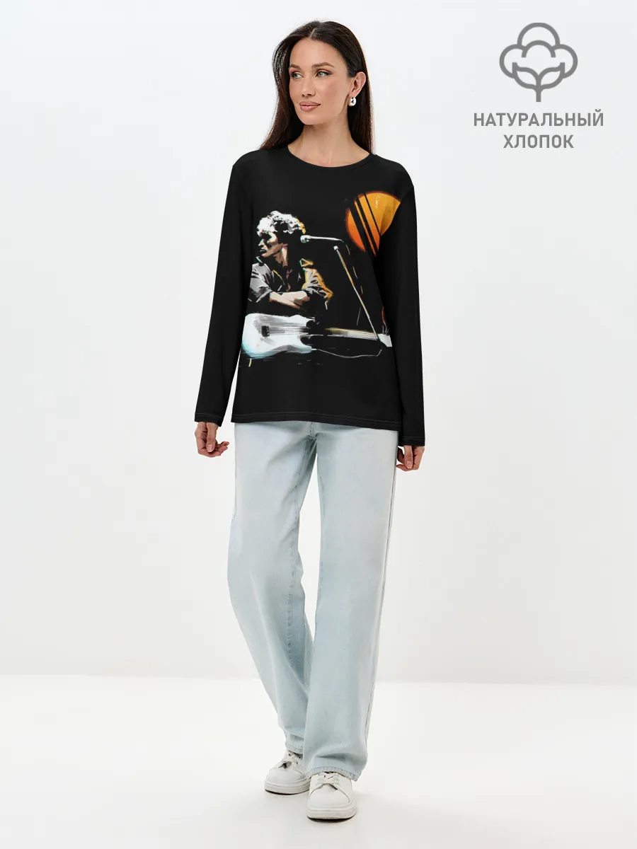 Лонгслив женский. Хлопок / Цой | Звезда по имени Cолнце