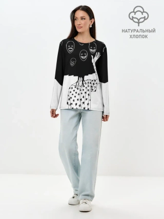 Лонгслив женский. Хлопок / Многоликий | Multi face