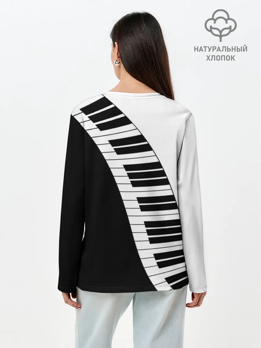 Лонгслив женский. Хлопок / Piano | Пианино