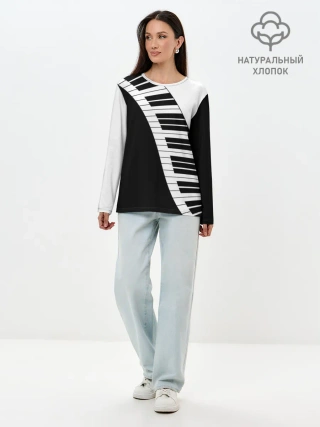 Лонгслив женский. Хлопок / Piano | Пианино