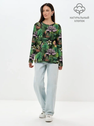 Лонгслив женский. Хлопок / Летние цветы