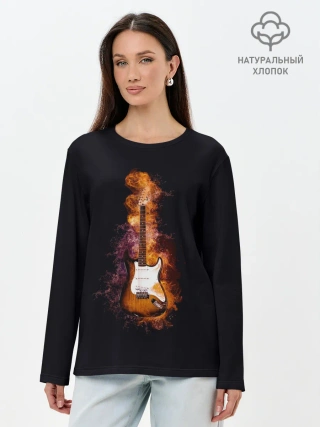 Лонгслив женский. Хлопок / Огонь музыка