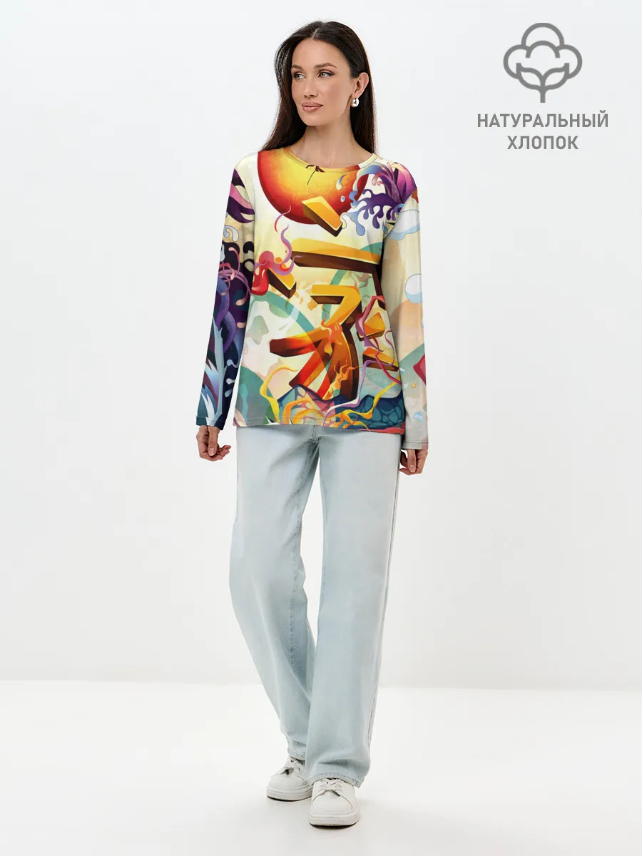 Лонгслив женский. Хлопок / Dsquared tatoo