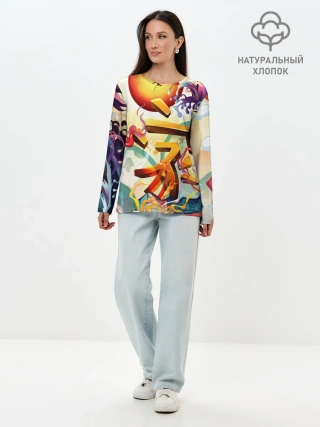 Лонгслив женский. Хлопок / Dsquared tatoo