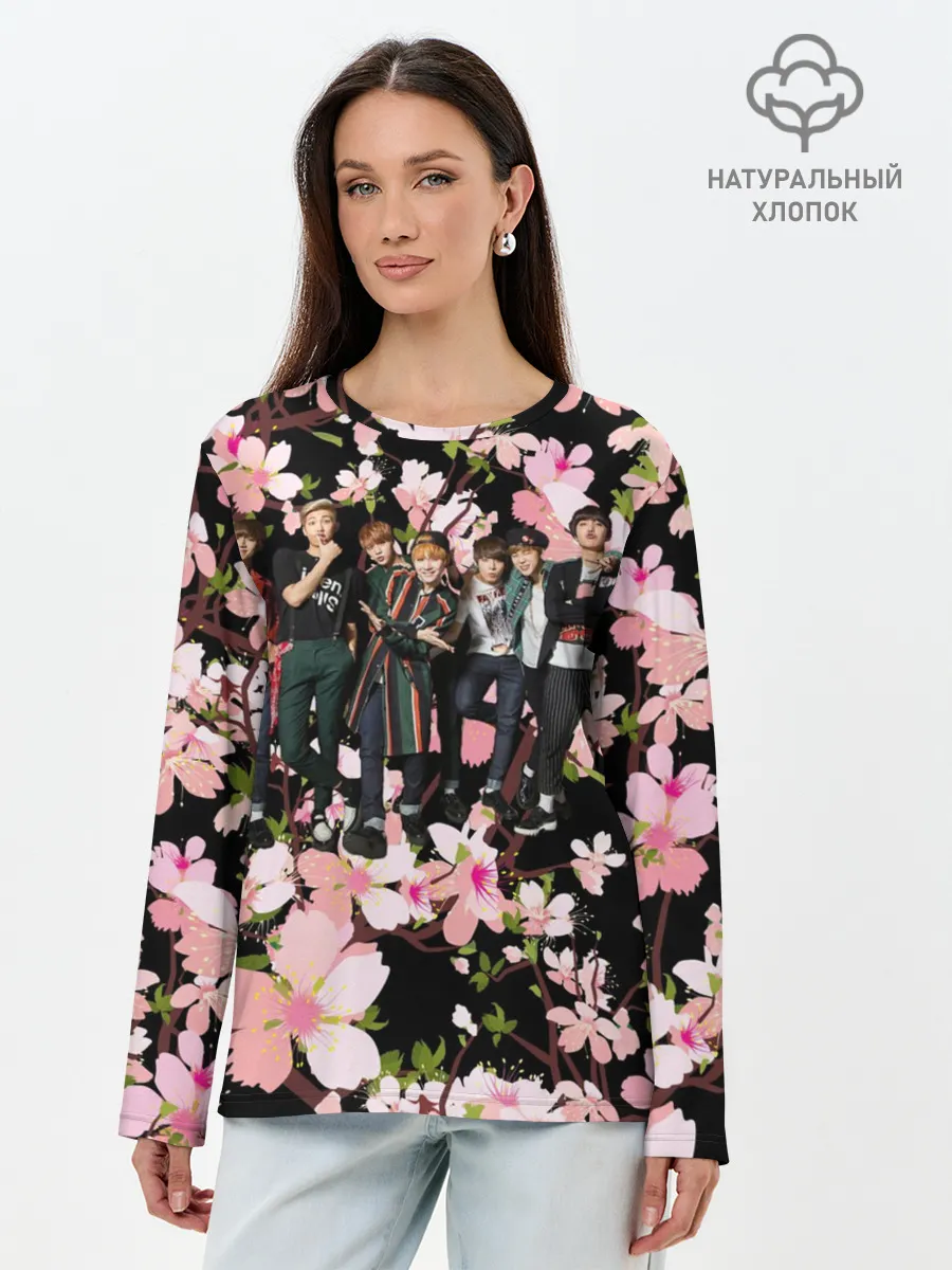 Лонгслив женский. Хлопок / BTS | Sakura