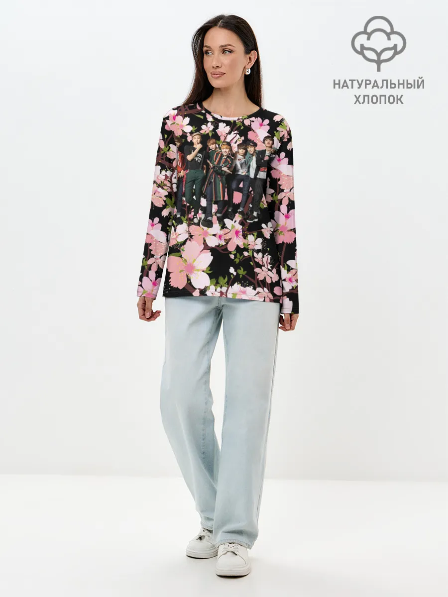 Лонгслив женский. Хлопок / BTS | Sakura