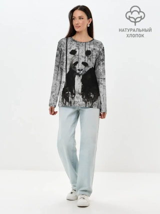 Лонгслив женский. Хлопок / Грустная Панда