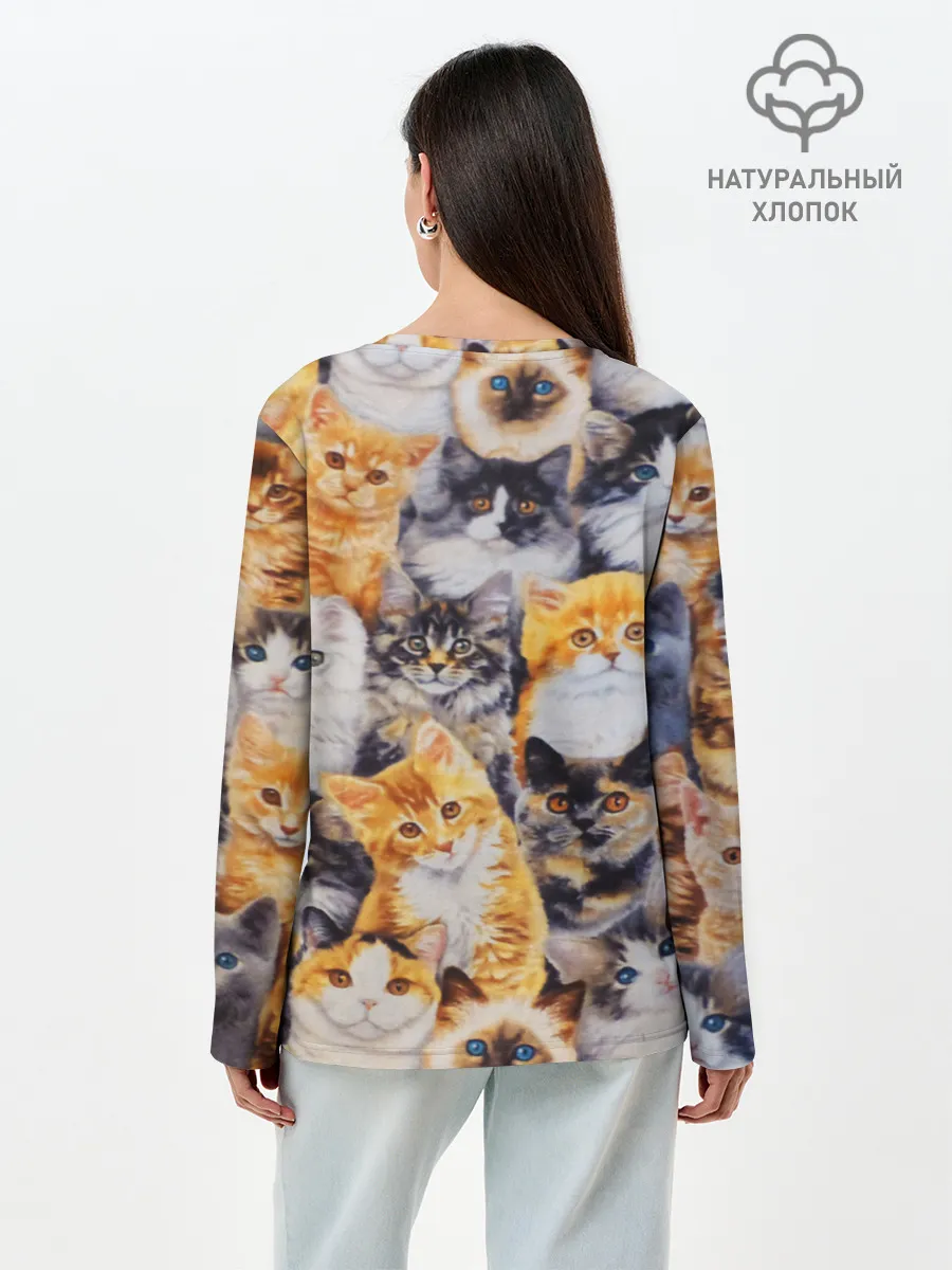 Лонгслив женский. Хлопок / КОТЯТКИ