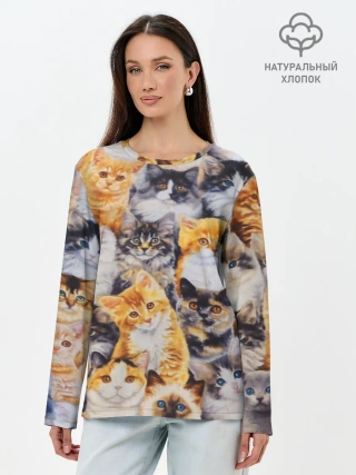 Лонгслив женский. Хлопок / КОТЯТКИ