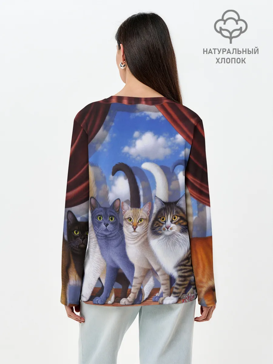 Лонгслив женский. Хлопок / Коты