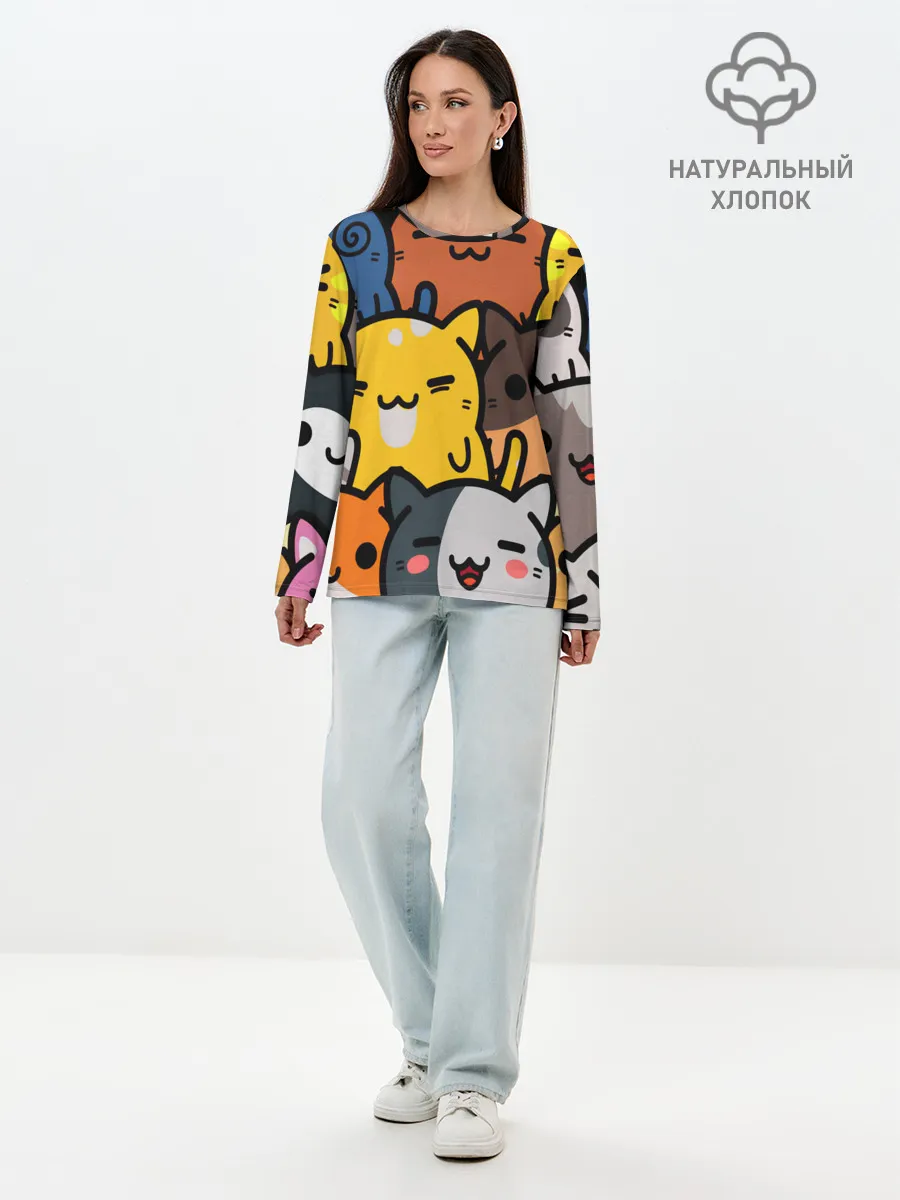 Лонгслив женский. Хлопок / КОТЕЙКИ