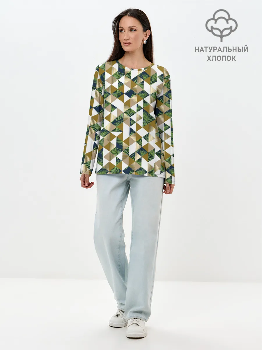 Лонгслив женский. Хлопок / Хипстерские треугольники