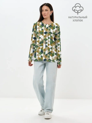 Лонгслив женский. Хлопок / Хипстерские треугольники