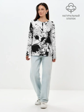 Лонгслив женский. Хлопок / БРЫЗГИ КРАСОК