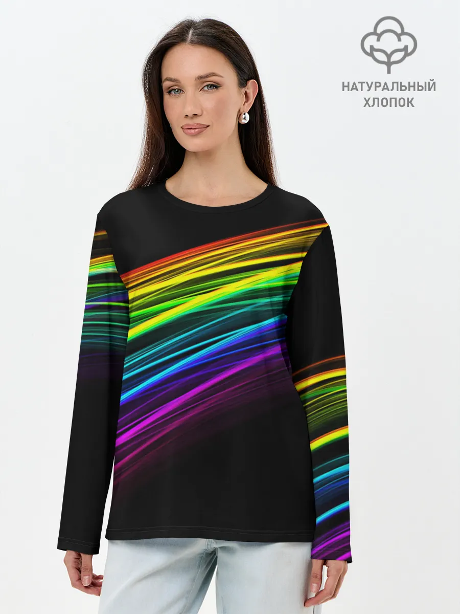 Лонгслив женский. Хлопок / АБСТРАКЦИЯ