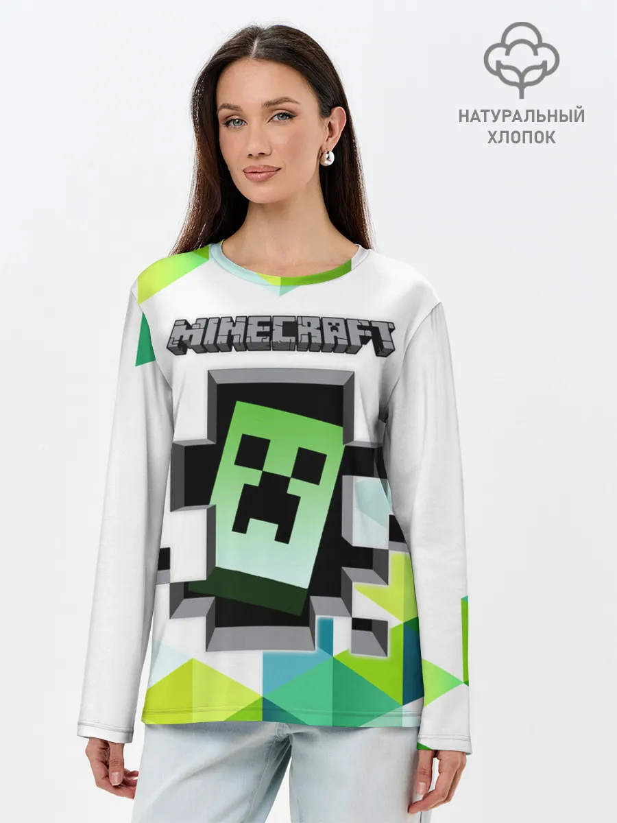 Лонгслив женский. Хлопок / Minecraft