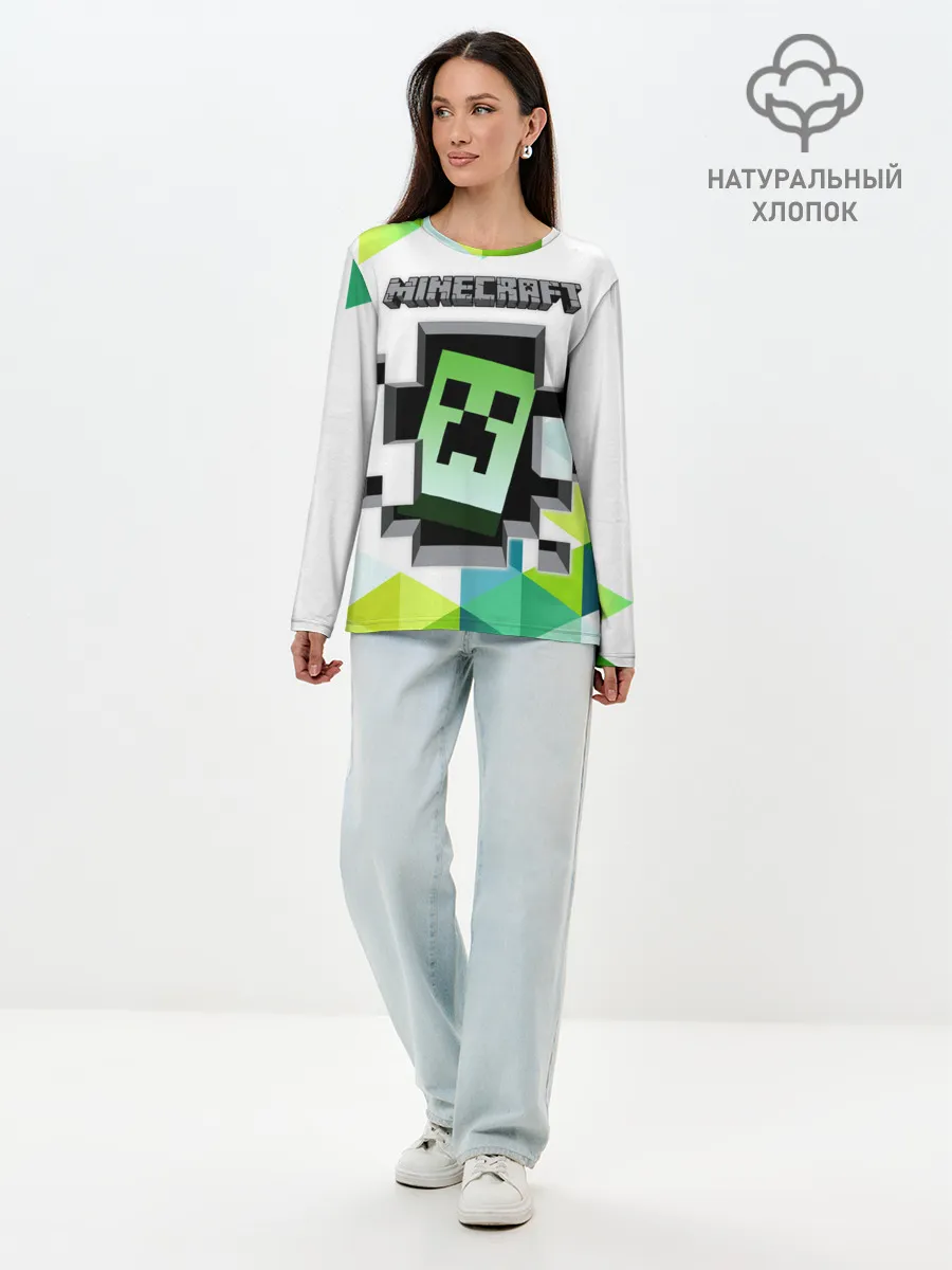 Лонгслив женский. Хлопок / Minecraft
