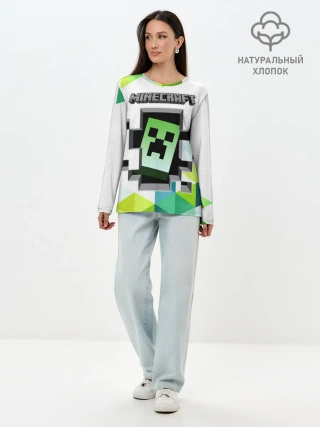 Лонгслив женский. Хлопок / Minecraft