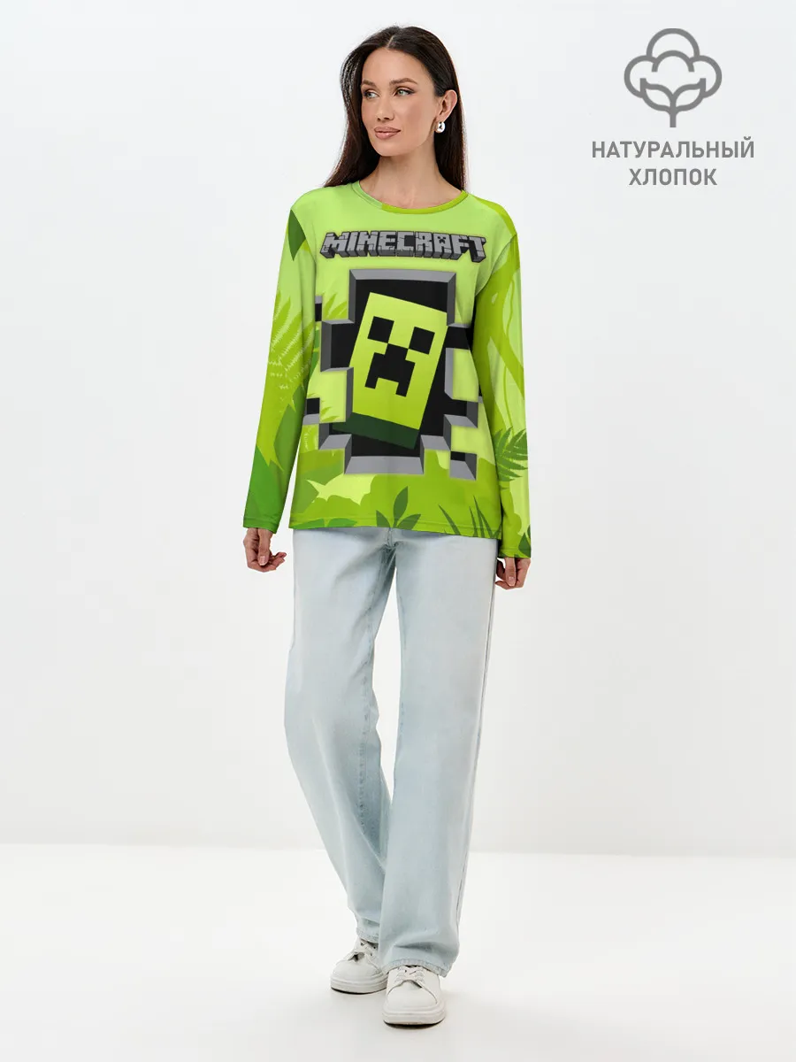 Лонгслив женский. Хлопок / Minecraft