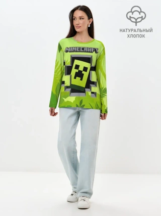Лонгслив женский. Хлопок / Minecraft