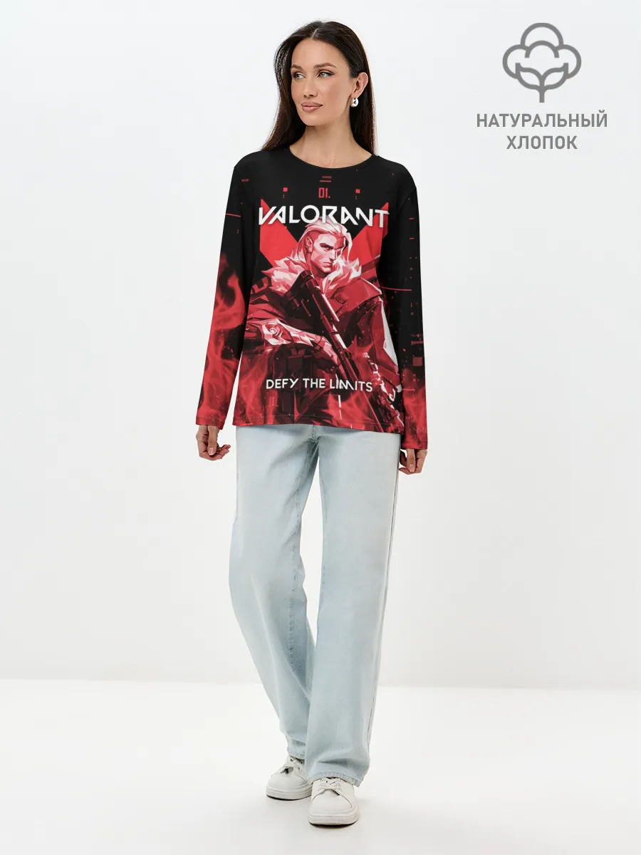 Лонгслив женский. Хлопок / VALORANT SOVA