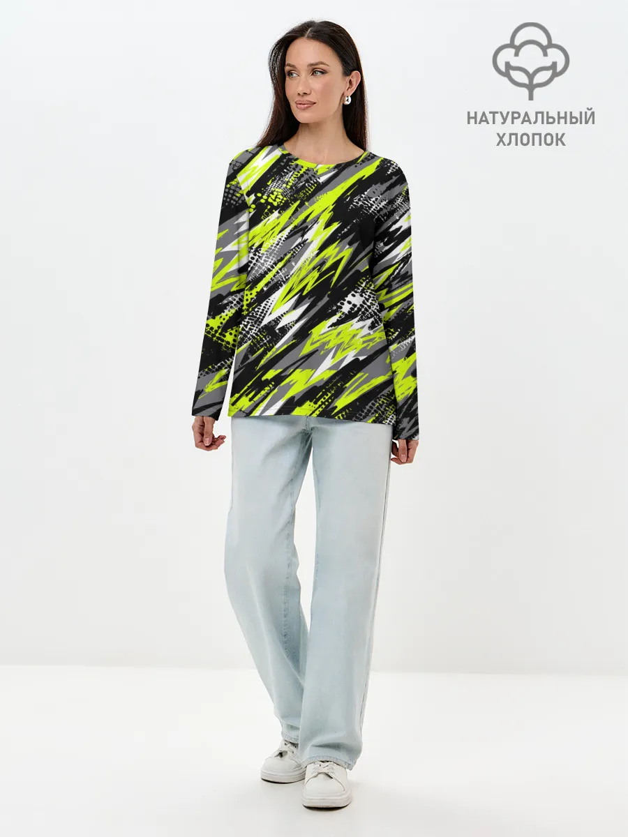 Лонгслив женский. Хлопок / Спортивный стиль