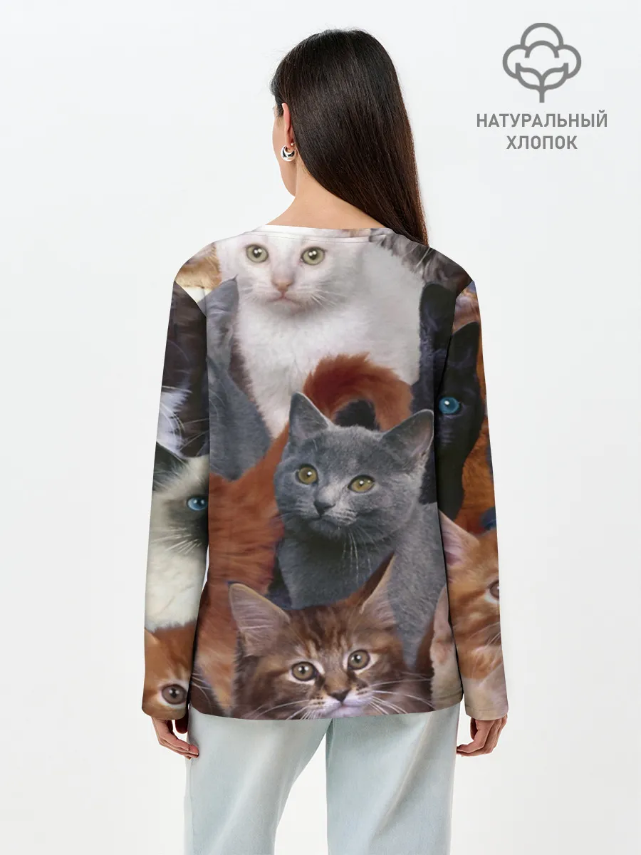 Лонгслив женский. Хлопок / КОТЯТКИ