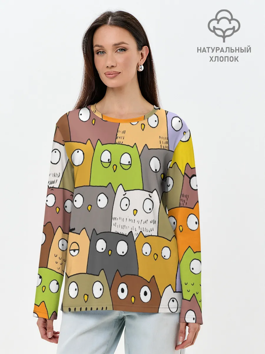 Лонгслив женский. Хлопок / СОВЫ КОТИКИ